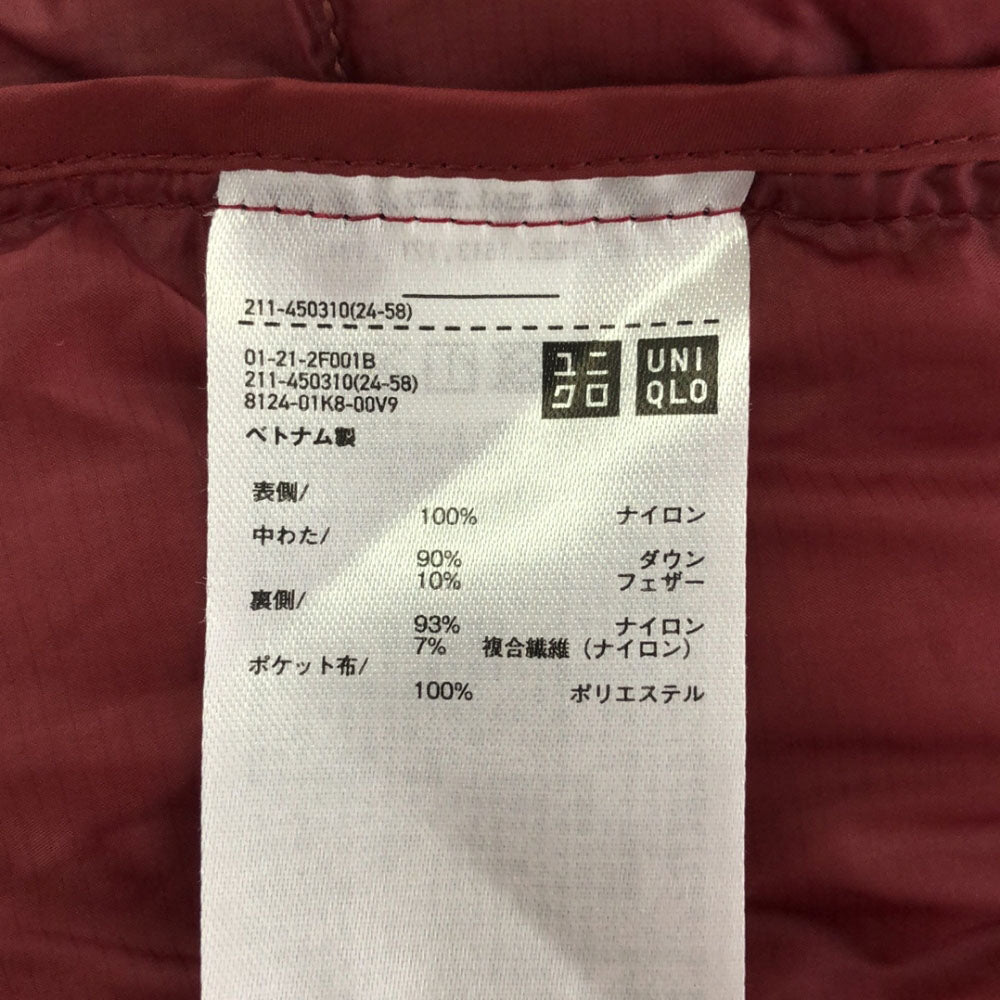 ユニクロ スタンドカラー ウルトラライトダウンジャケット M レッド UNIQLO レディース