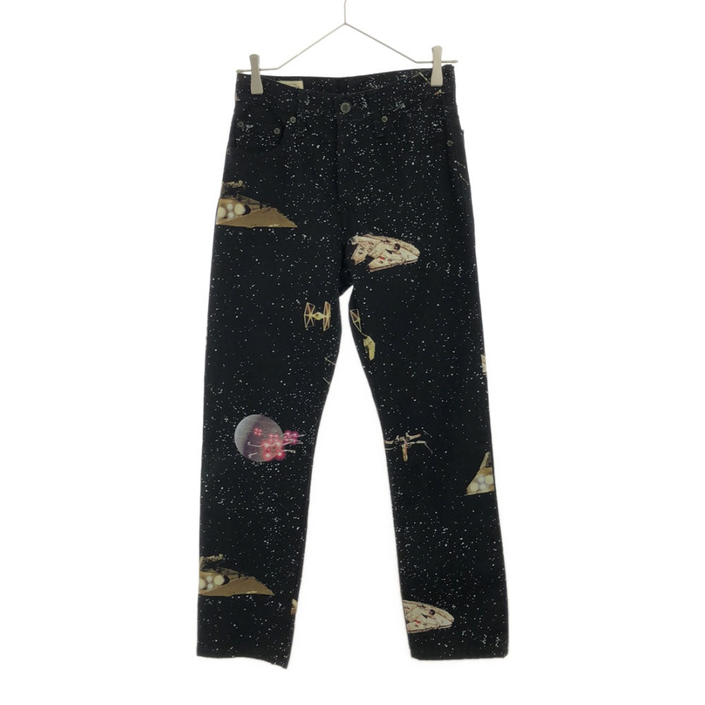 リーバイス プレミアム 501 STAR WARS ギャラクシープリント クロップドパンツ w24 ブラック ボタンフライ レディース