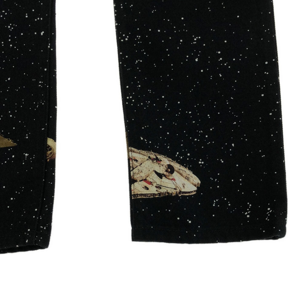 リーバイス プレミアム 501 STAR WARS ギャラクシープリント クロップドパンツ w24 ブラック ボタンフライ レディース