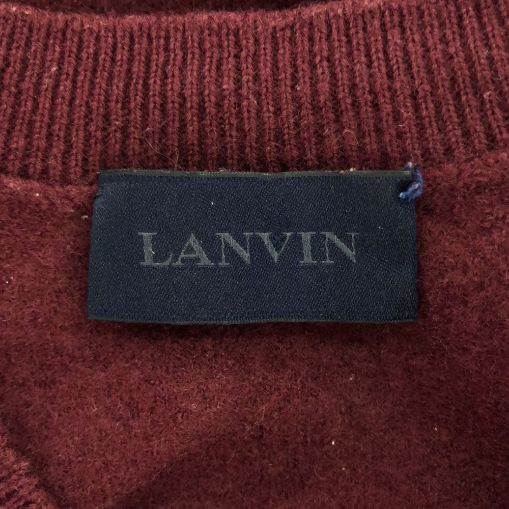 ランバン イタリア製 ウール 長袖 Vネック セーター M レッド系 LANVIN ニット レディース