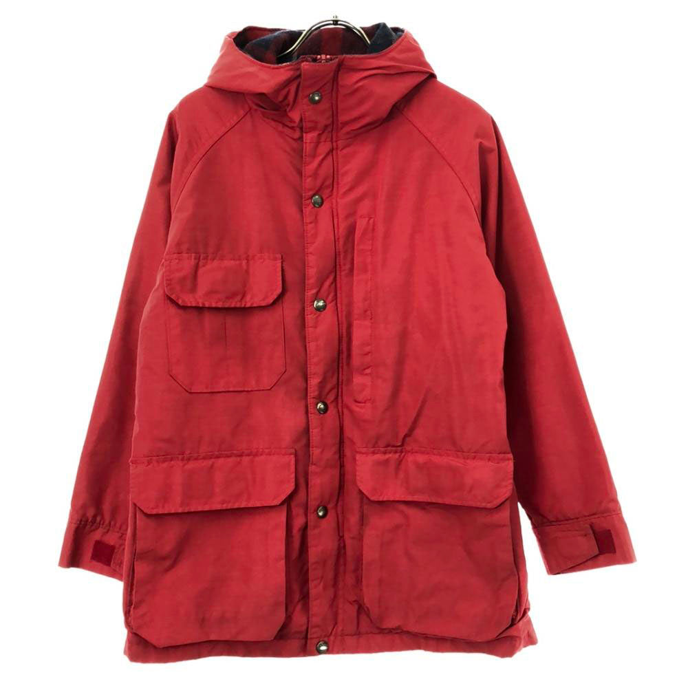 WOOLRICH ウールリッチ 80s USA製 ヴィンテージ 紺タグ フーディー ジャケット レッド 裏チェック柄 レディース