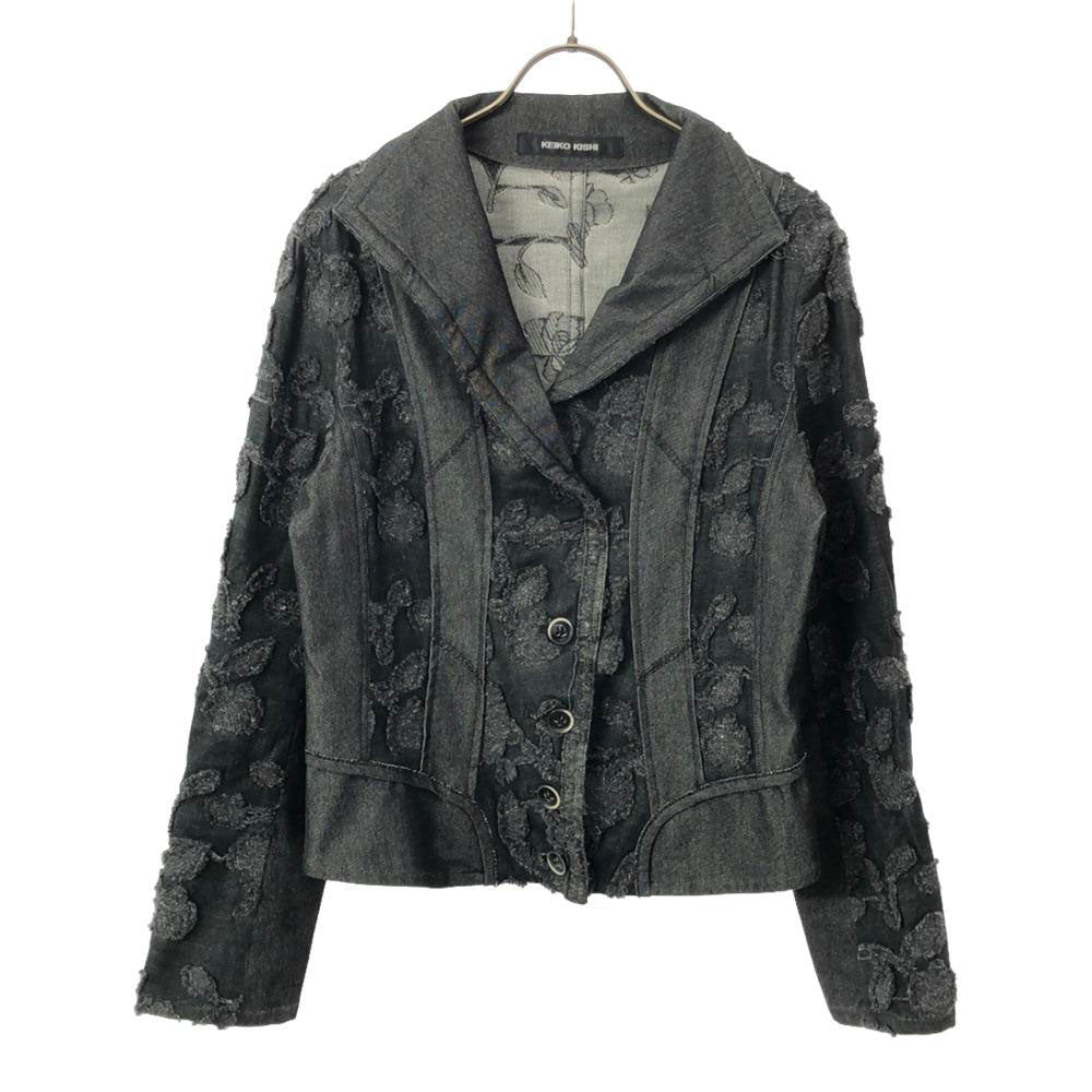 ケイコ キシ 日本製 総柄 デニムジャケット 1 ブラック KEIKO KISHI レディース