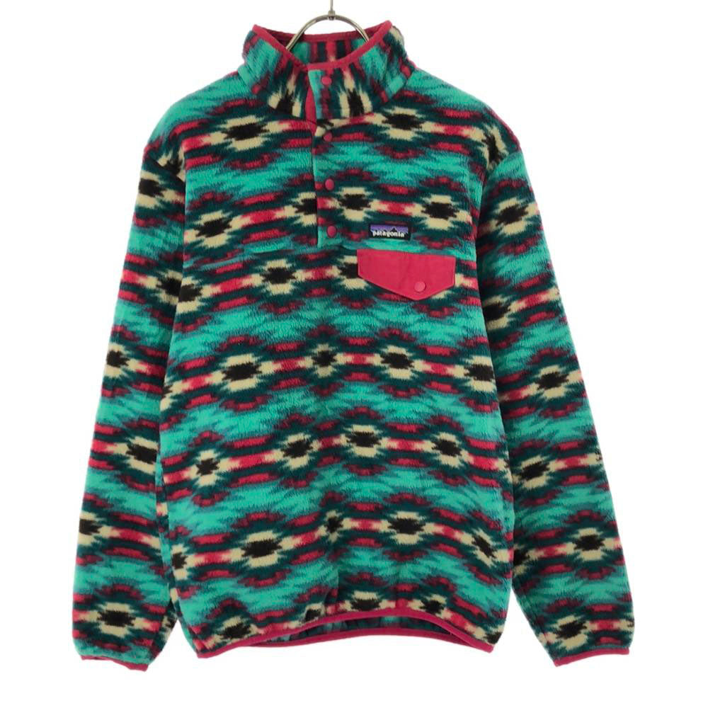 patagonia パタゴニア シンチラ 総柄 フリースジャケット S グリーン系 スナップT プルオーバー アウトドア 25455FA15 レディース