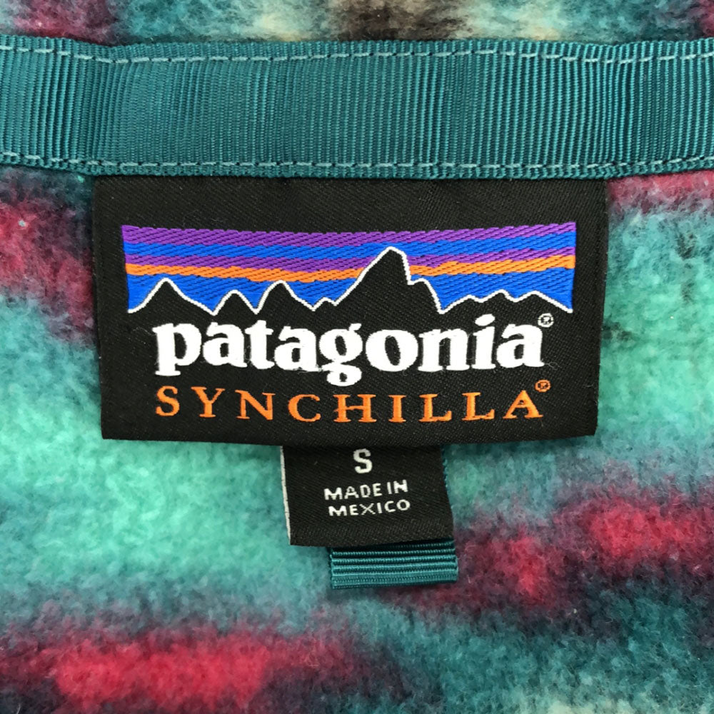 patagonia パタゴニア シンチラ 総柄 フリースジャケット S グリーン系 スナップT プルオーバー アウトドア 25455FA15 レディース