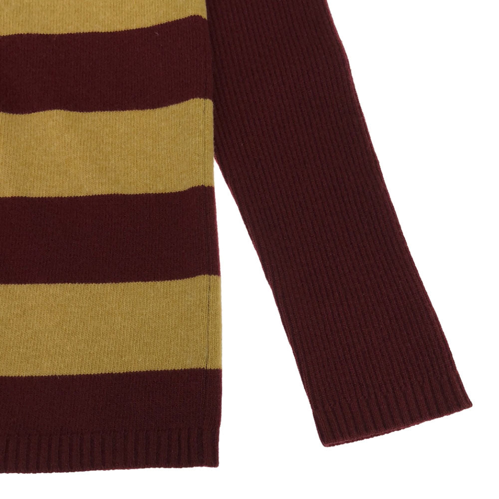 M.GRIFONI エムグリフォーニ イタリア製 ウール ボーダー柄 長袖 ニットカーディガン 50 ベージュ系×レッド系 メンズ