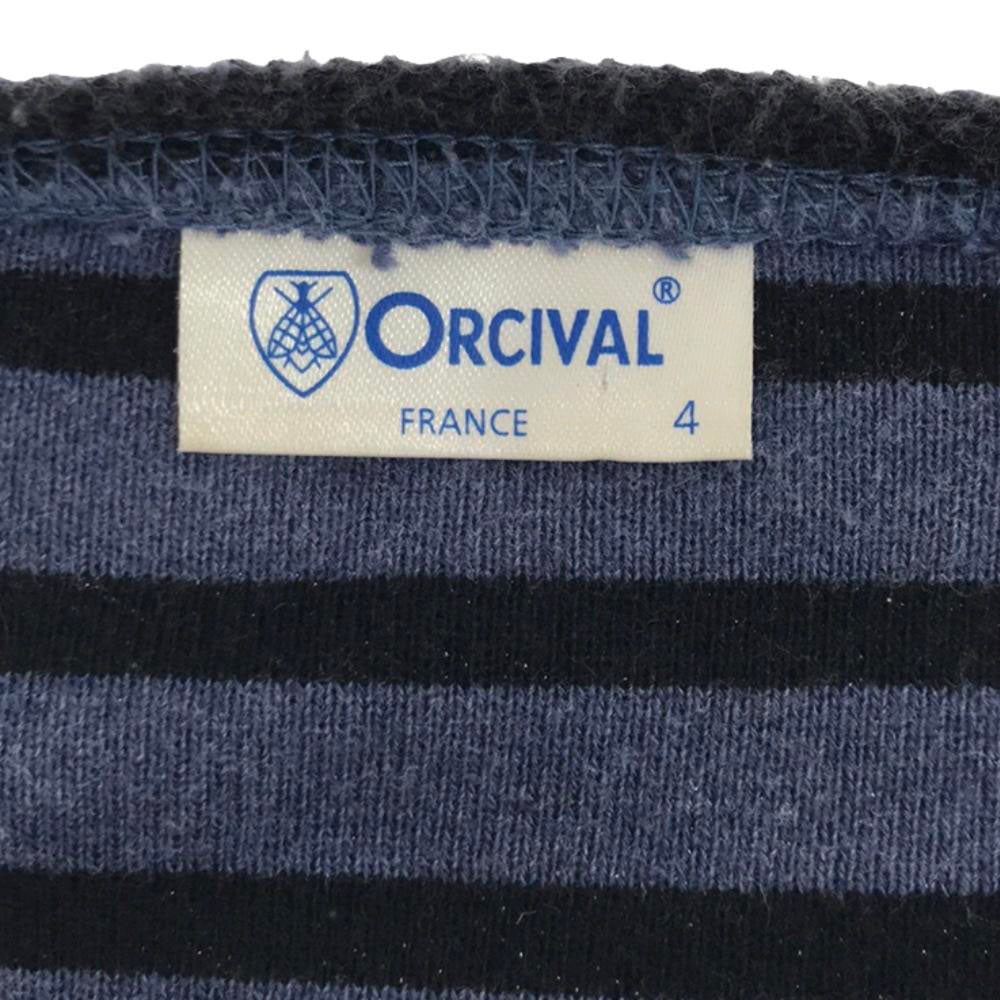 オーシバル 日本製 ボーダー 長袖 バスクシャツ 4 ブルー×ブラック ORCIVAL カットソー メンズ