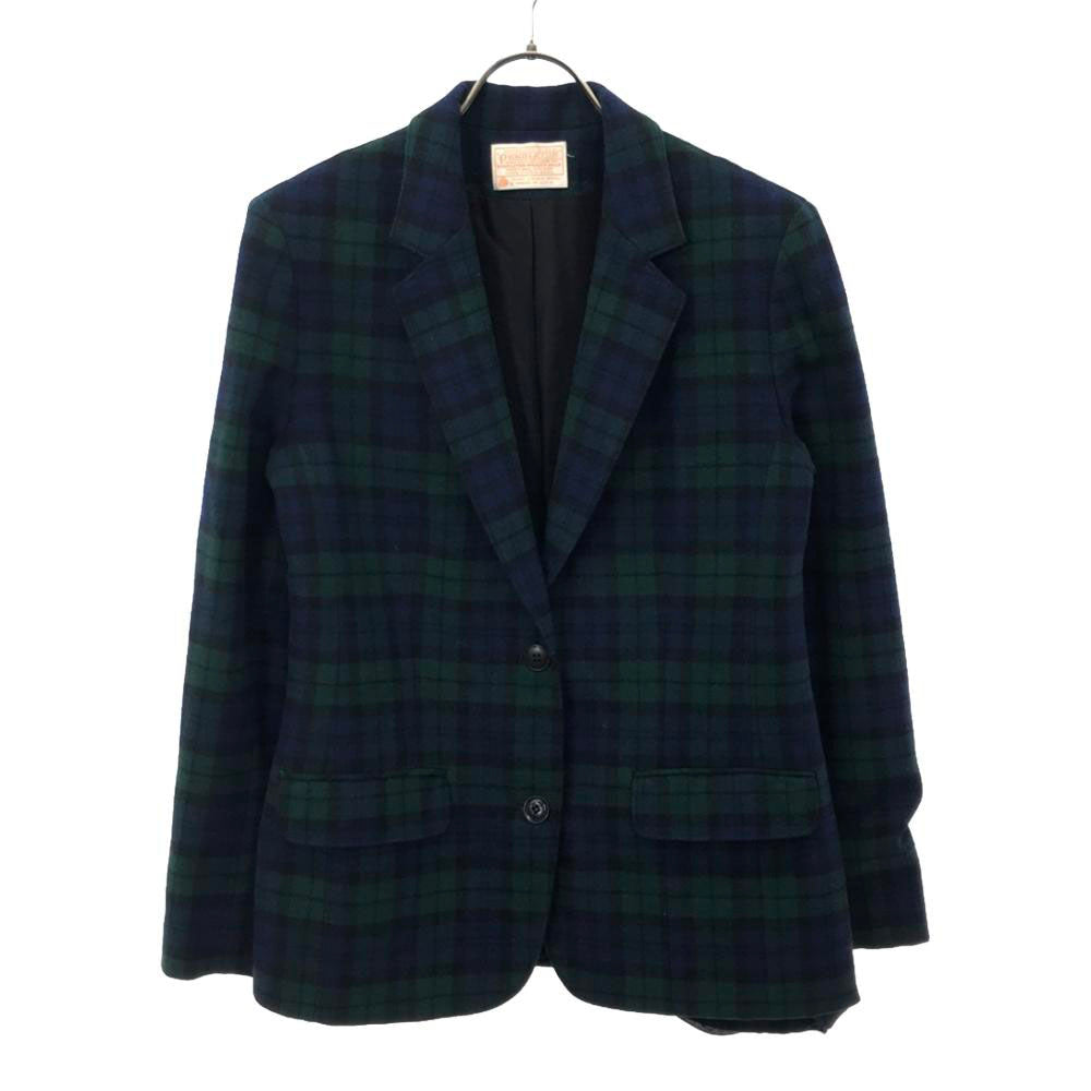 PENDLETON ペンドルトン 70s USA製 ウール ヴィンテージ ブラックウォッチ テーラードジャケット グリーン系 レディース