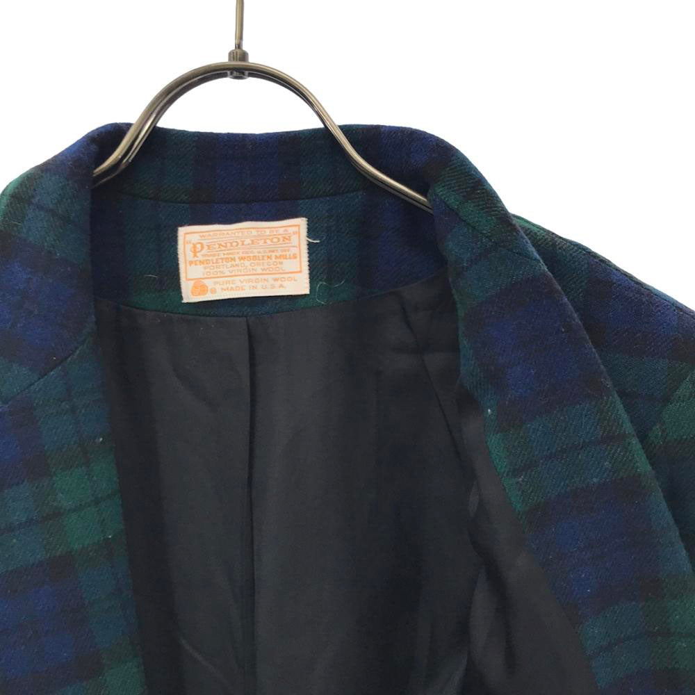 PENDLETON ペンドルトン 70s USA製 ウール ヴィンテージ ブラックウォッチ テーラードジャケット グリーン系 レディース