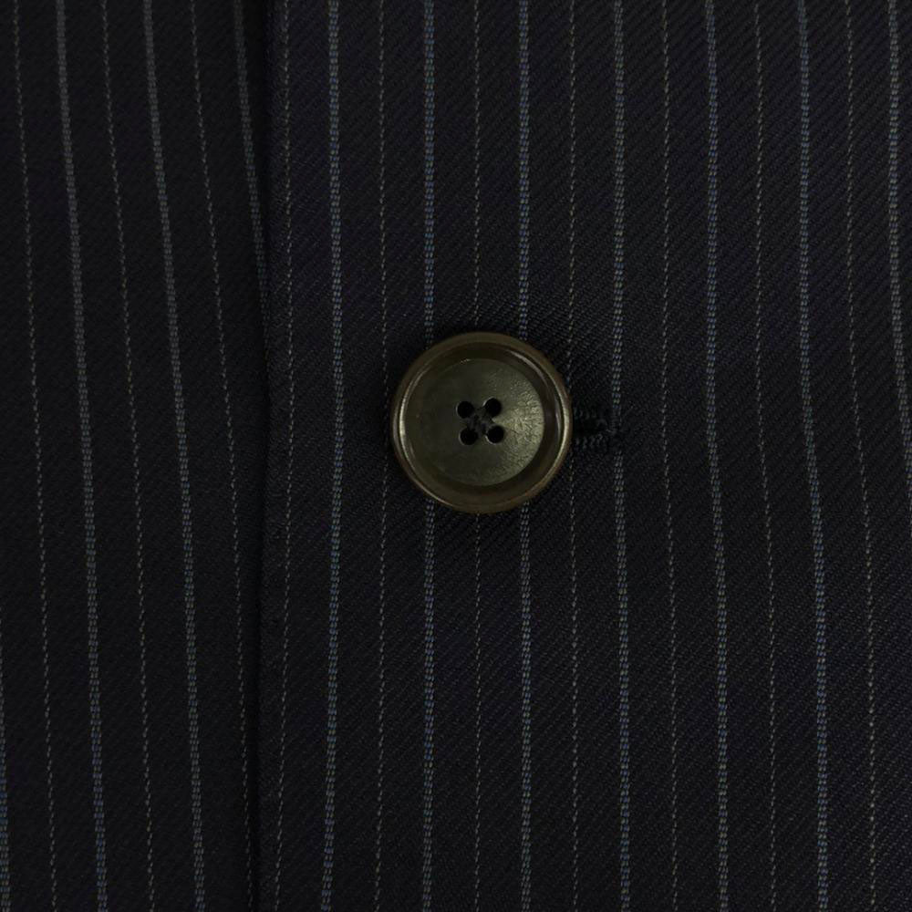 BEAMS F ビームスエフ 日本製 ウール ストライプ スーツ 上下 セットアップ 95 ネイビー ダブル仕上げ メンズ