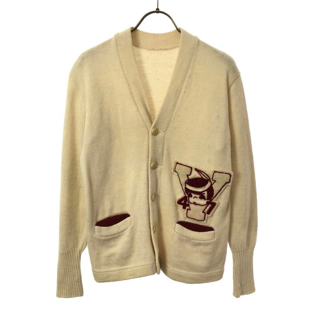 VINTAGE ヴィンテージ 40s 50s レタード 長袖 ニットカーディガン ホワイト レディース