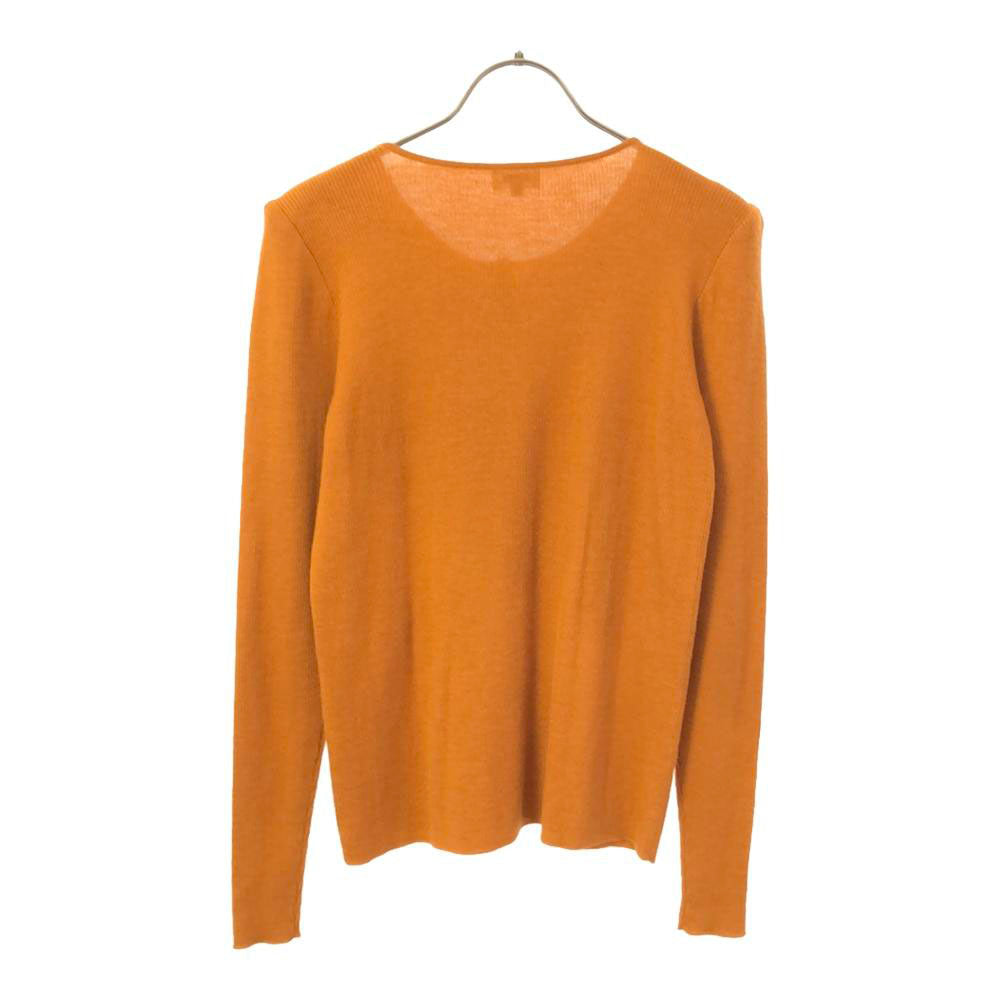 FOXEY フォクシー 日本製 ウールブレンド 長袖 リブ ニットカーディガン 40 オレンジ系 レディース