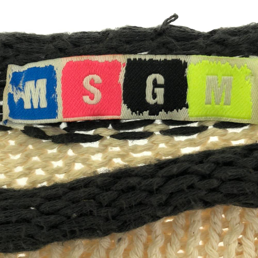 MSGM エムエスジーエム イタリア製 ボーダー 長袖 コットン ニット XS ホワイト×ブラック セーター レディース