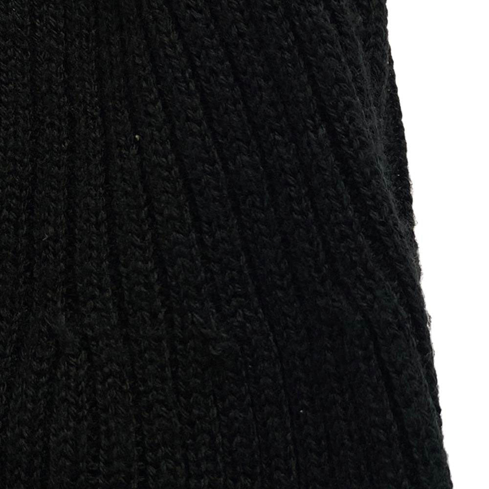 LANVIN en Bleu ランバンオンブルー ウールブレンド ニット 膝丈スカート 38 ブラック ウエストリボン レディース