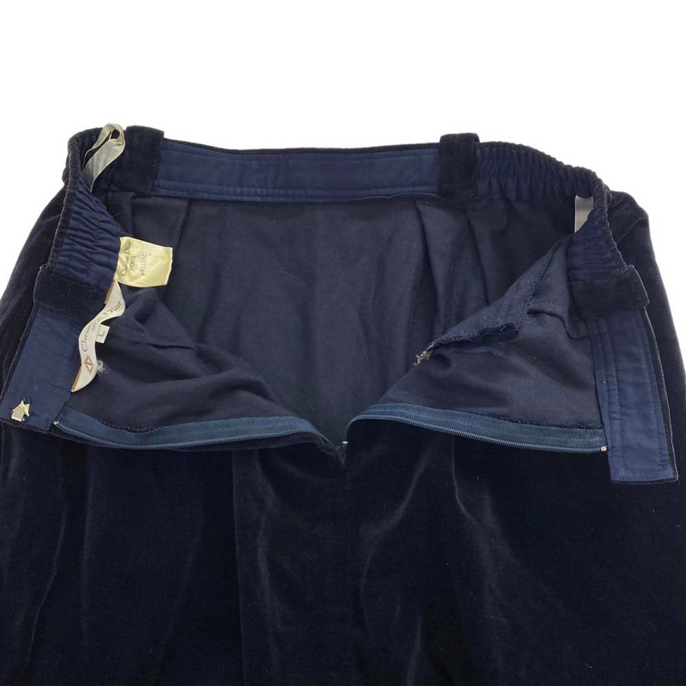 クリスチャンディオールスポーツ 80s ベロア 膝丈スカート L ネイビー Christian Dior SPORTS バックジップ オールド ヴィンテージ レディース