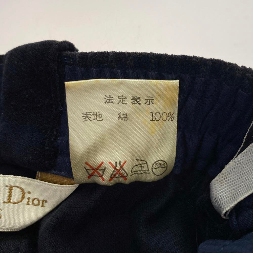 クリスチャンディオールスポーツ 80s ベロア 膝丈スカート L ネイビー Christian Dior SPORTS バックジップ オールド ヴィンテージ レディース