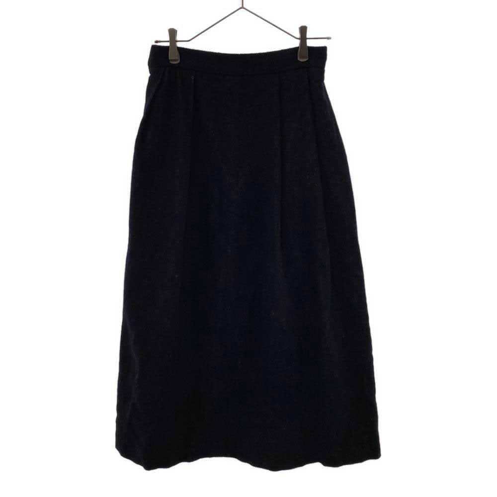 未使用 ミズイロインド 日本製 ウールブレンド ヘリンボーン柄 ロングスカート ネイビー系 mizuiro ind レディース