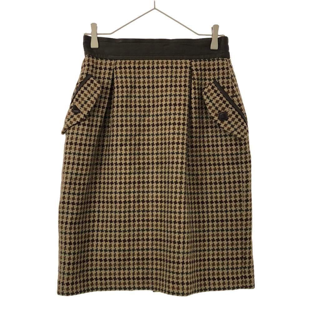 Christian Dior SPORTS クリスチャンディオールスポーツ ウール 総柄 ミディ丈 タイトスカート ベージュ系 バックジップ レディース