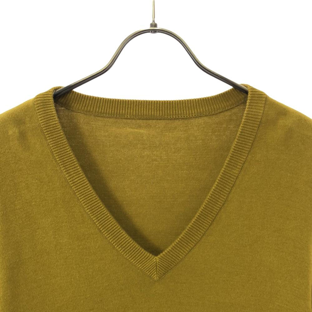 crepuscule クレプスキュール 長袖 Vネック コットンニット セーター 1 イエロー メンズ