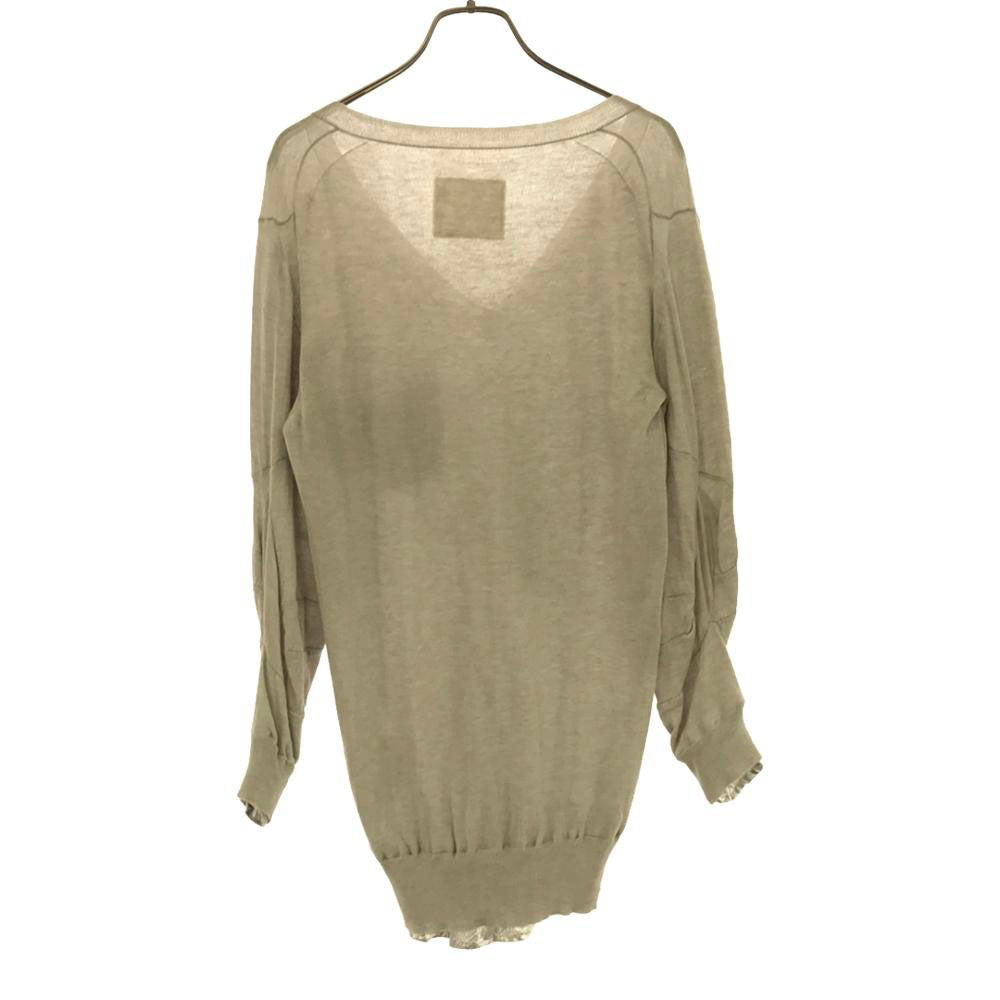 Sacai サカイ 日本製 13-01789 長袖 フェイクレイヤード Vネック セーター 2 ライトグレー ニット レディース