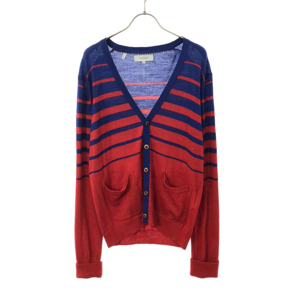 nonnative ノンネイティブ 日本製 ボーダー柄 長袖 ニットカーディガン 1 レッド×ブルー セーター メンズ