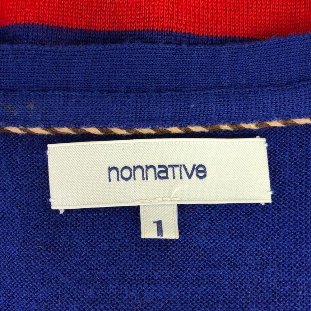 nonnative ノンネイティブ 日本製 ボーダー柄 長袖 ニットカーディガン 1 レッド×ブルー セーター メンズ