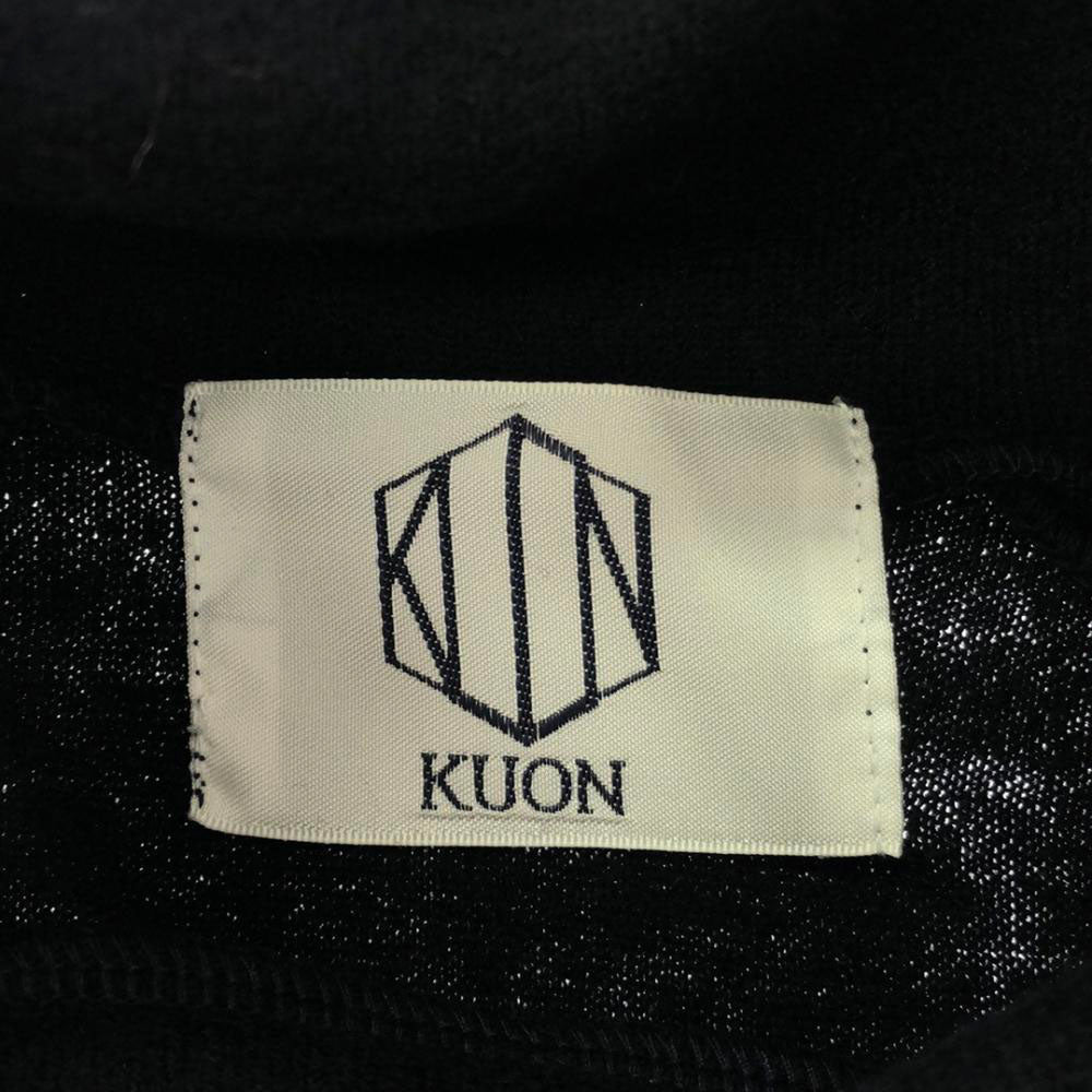 KUON クオン ウール 長袖 ハイネック カットソー S ブラック ショルダーパッチ プルオーバー メンズ