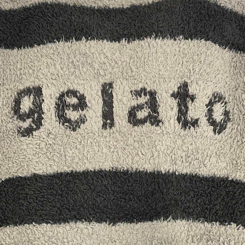 ジェラートピケオム ボーダー 長袖 ジップパーカー ルームウェア M グレー GELATO PIQUE HOMME ふわもこ ジェラピケ メンズ