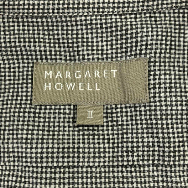 マーガレットハウエル 日本製 ギンガムチェック柄 長袖 コットンシャツ 2 グレー系 MARGARET HOWELL レディース