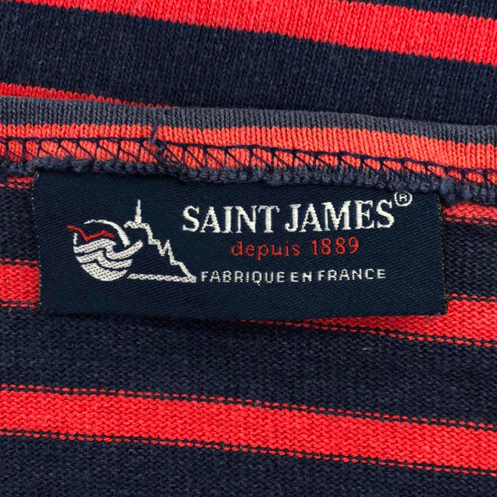 セントジェームス フランス製 ボーダー柄 長袖 バスクシャツ ML ネイビー×レッド SAINT JAMES カットソー メンズ