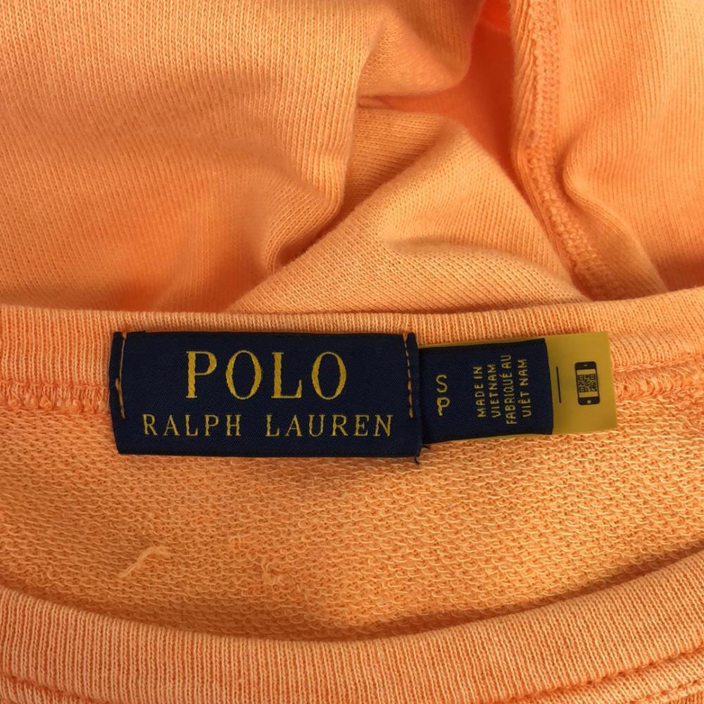 ポロラルフローレン ロゴ刺繍 長袖 薄地 スウェット トレーナー S オレンジ系 POLO RALPH LAUREN ロンT メンズ