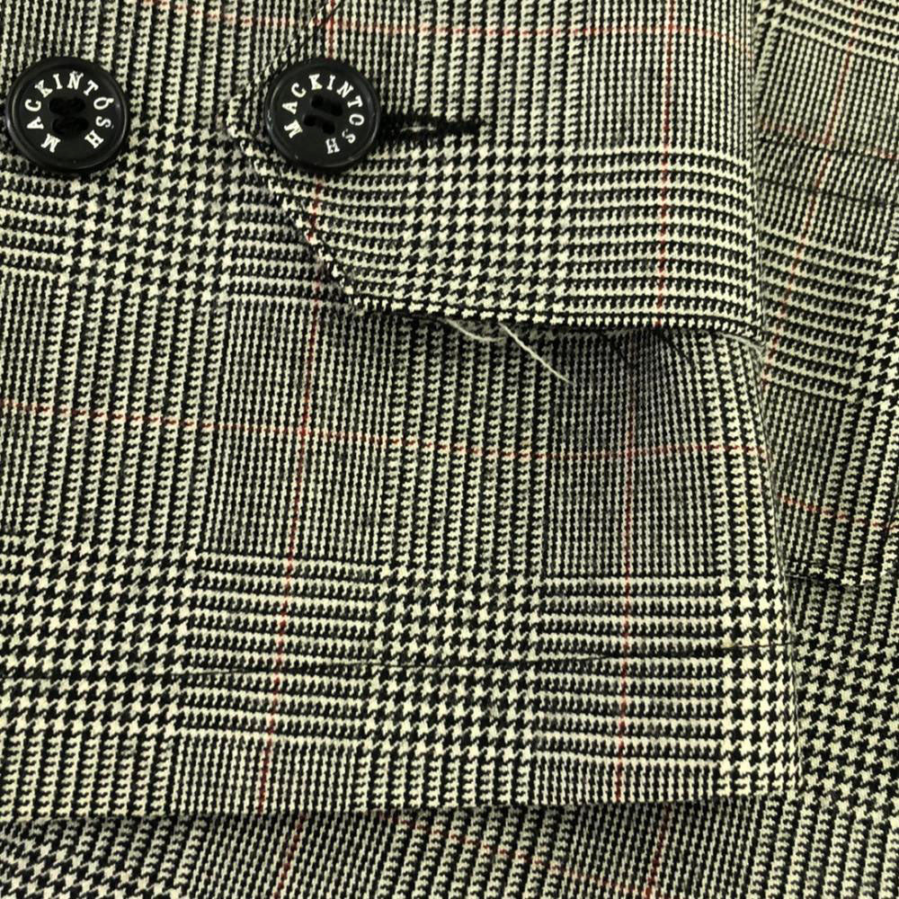 Mackintosh マッキントッシュ ウール チェック柄 ステンカラーコート 34 グレー系 ウエストベルト 裏地付き 比翼仕立て サイドベンツ メンズ