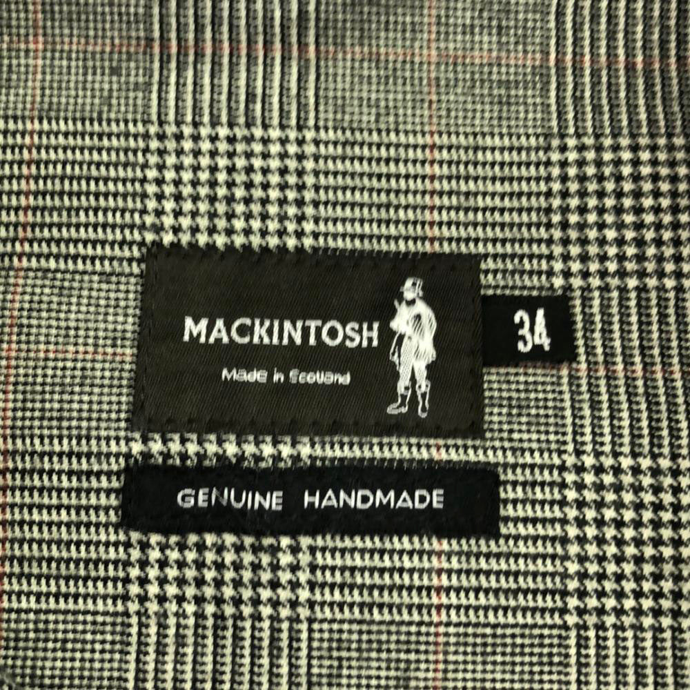 Mackintosh マッキントッシュ ウール チェック柄 ステンカラーコート 34 グレー系 ウエストベルト 裏地付き 比翼仕立て サイドベンツ メンズ