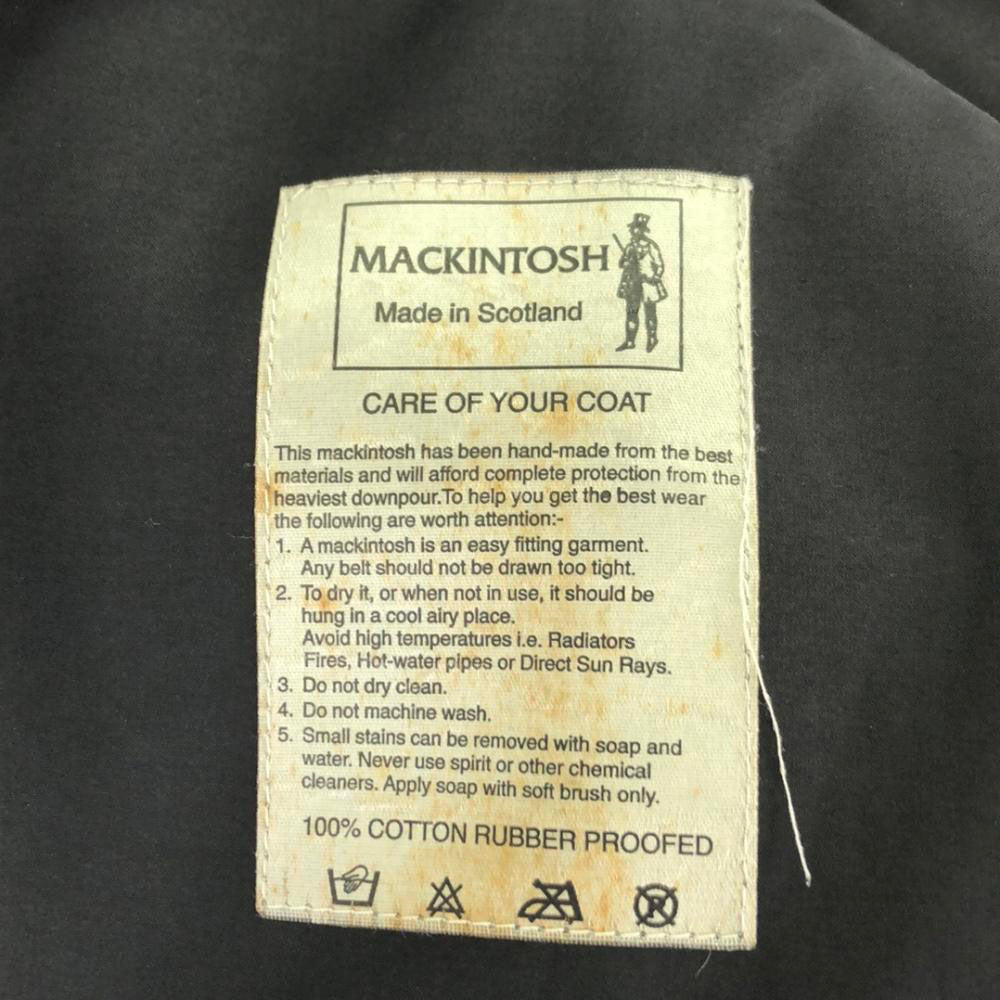 Mackintosh マッキントッシュ ウール チェック柄 ステンカラーコート 34 グレー系 ウエストベルト 裏地付き 比翼仕立て サイドベンツ メンズ