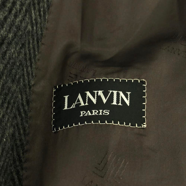 ランバン 90s イタリア製 ウール オールド ヘリンボーン ステンカラーコート 48 グレー LANVIN メンズ