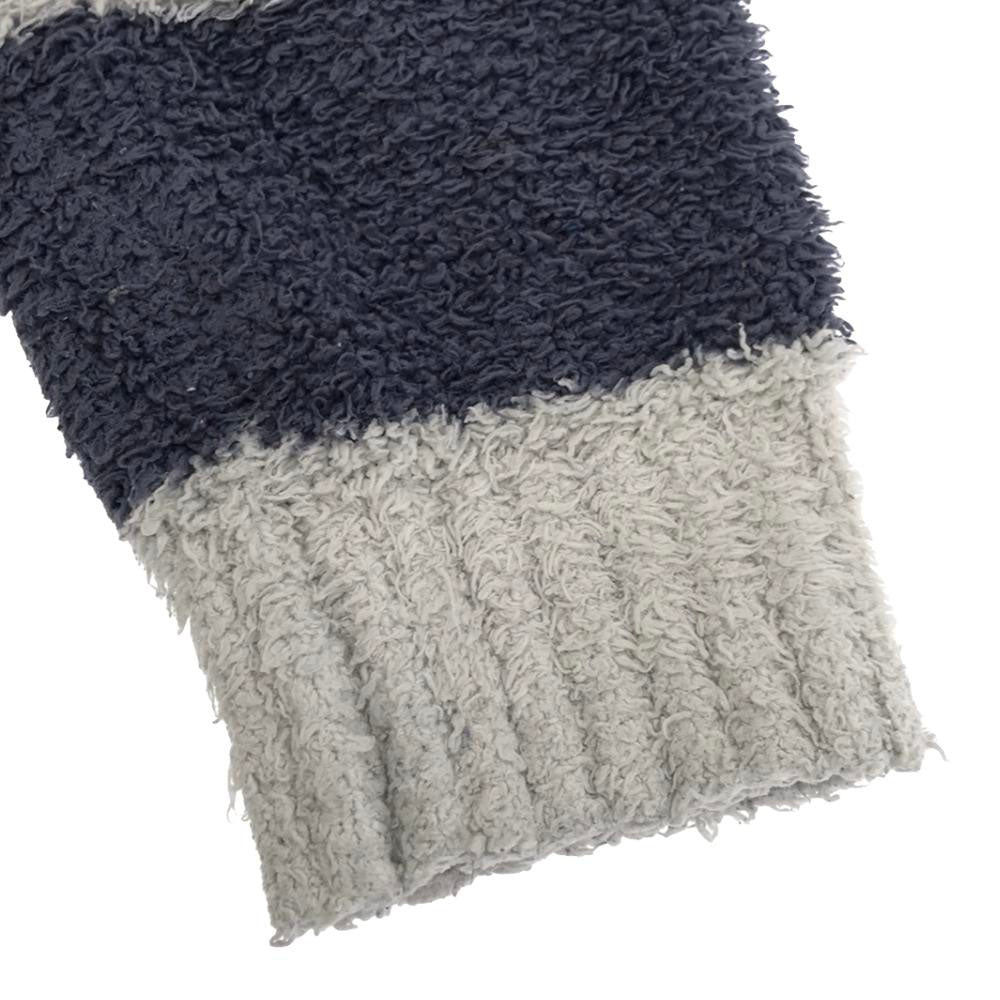 ジェラートピケ オム ボーダー柄 長袖 ジップパーカー ルームウェア M グレー系 GELATO PIQUE HOMME ジェラピケ ふわもこ ボア メンズ