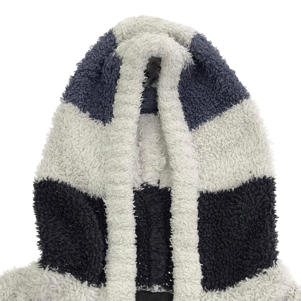 ジェラートピケ オム ボーダー柄 長袖 ジップパーカー ルームウェア M グレー系 GELATO PIQUE HOMME ジェラピケ ふわもこ ボア メンズ