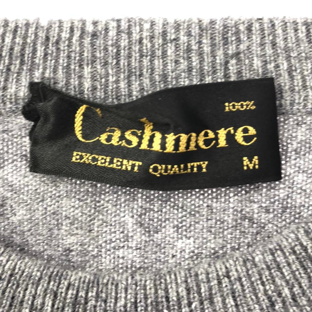 カシミヤ 長袖 セーター M グレー Cashmere ニット クルーネック メンズ