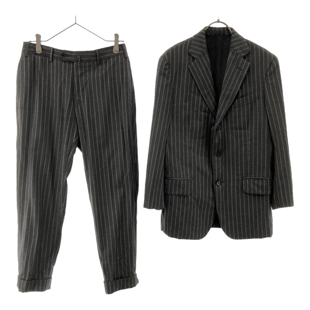 BOGLIOLI ボリオリ イタリア製 ウール100％ ストライプ スーツ 上下 セットアップ 46 グレー系 ダブル仕上げ メンズ