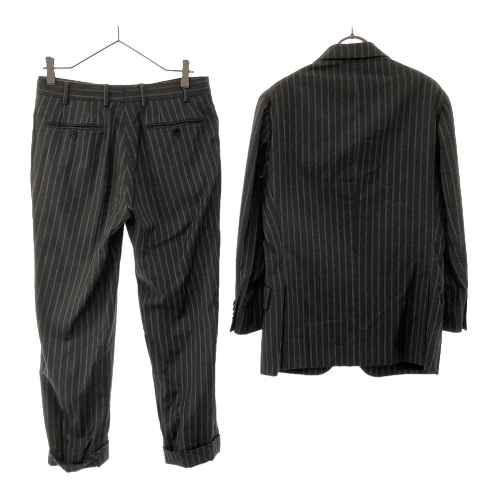 BOGLIOLI ボリオリ イタリア製 ウール100％ ストライプ スーツ 上下 セットアップ 46 グレー系 ダブル仕上げ メンズ