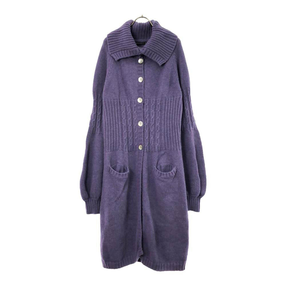 debora SINIBALDI デボラシニバルディ イタリア製 ウール 長袖 ロング ニットカーディガン L パープル ニットコート レディース