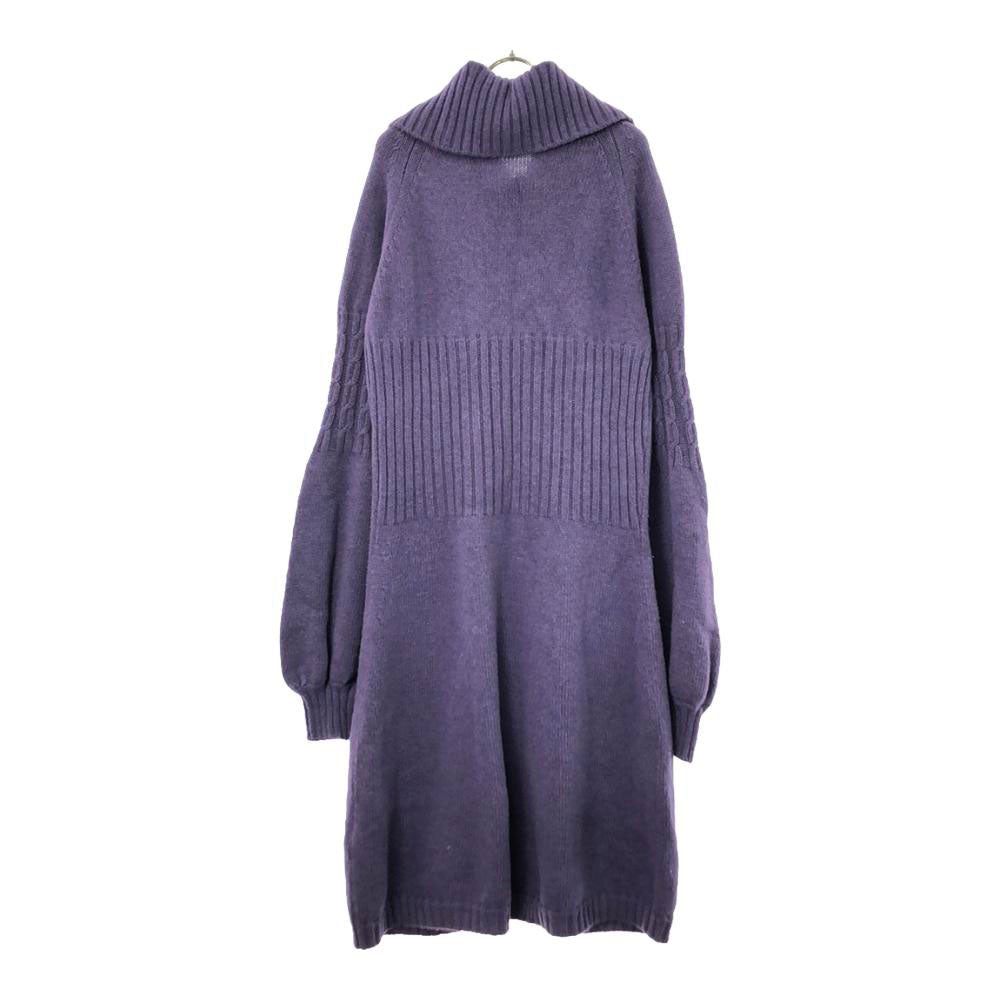 debora SINIBALDI デボラシニバルディ イタリア製 ウール 長袖 ロング ニットカーディガン L パープル ニットコート レディース