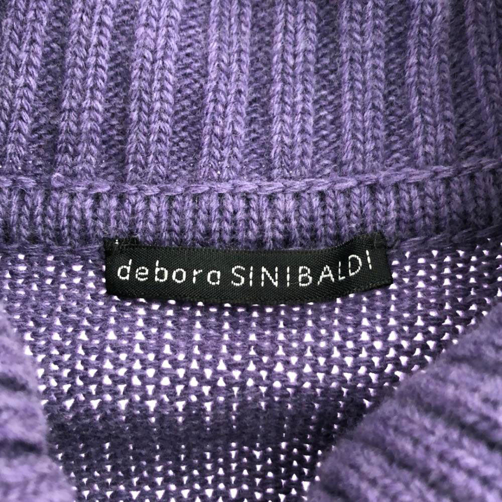 debora SINIBALDI デボラシニバルディ イタリア製 ウール 長袖 ロング ニットカーディガン L パープル ニットコート レディース