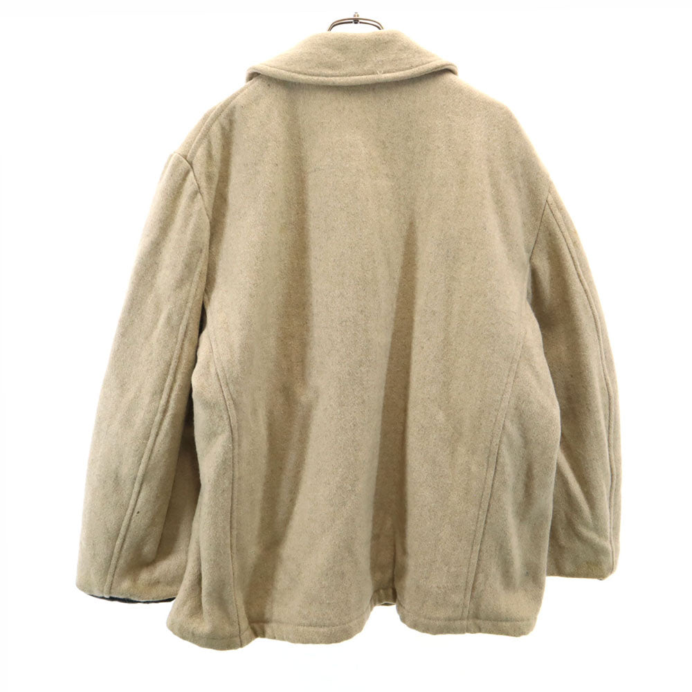 melton メルトン 70s USA製 ヴィンテージ ウール ピーコート L ベージュ 裏キルティング レディース