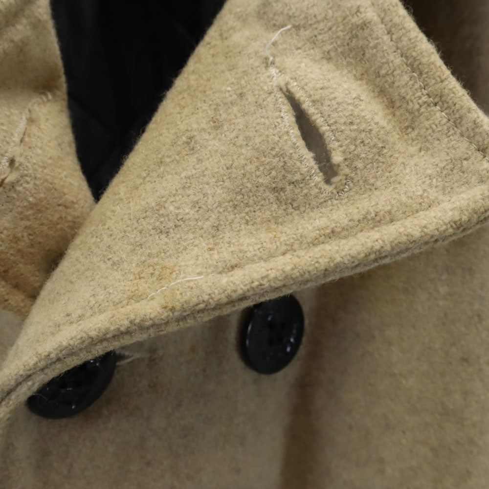 melton メルトン 70s USA製 ヴィンテージ ウール ピーコート L ベージュ 裏キルティング レディース