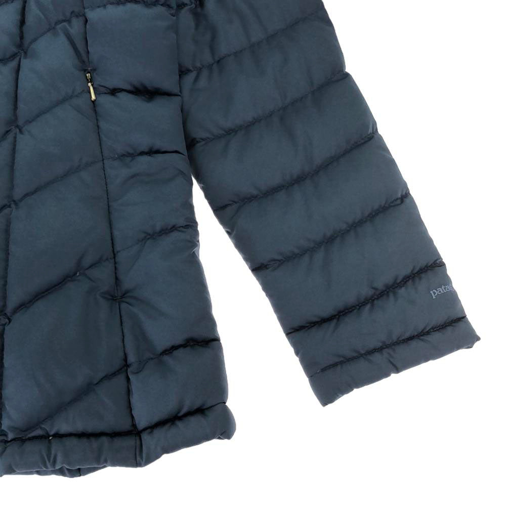 パタゴニア 29600FA11 ロゴ刺繍 フード ダウンジャケット S ブルー patagonia ダブルジップ パーカー アウトドア レディース
