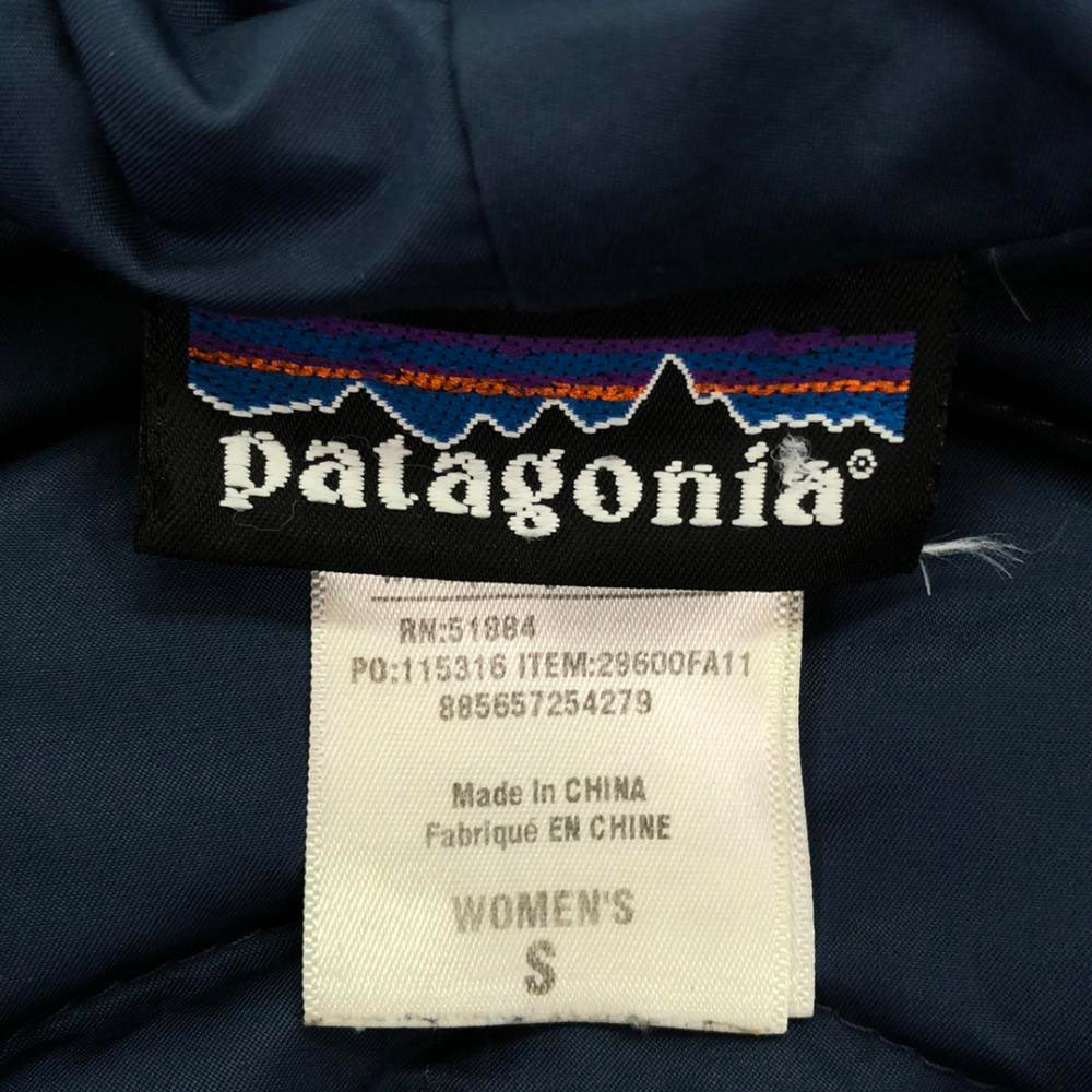 パタゴニア 29600FA11 ロゴ刺繍 フード ダウンジャケット S ブルー patagonia ダブルジップ パーカー アウトドア レディース
