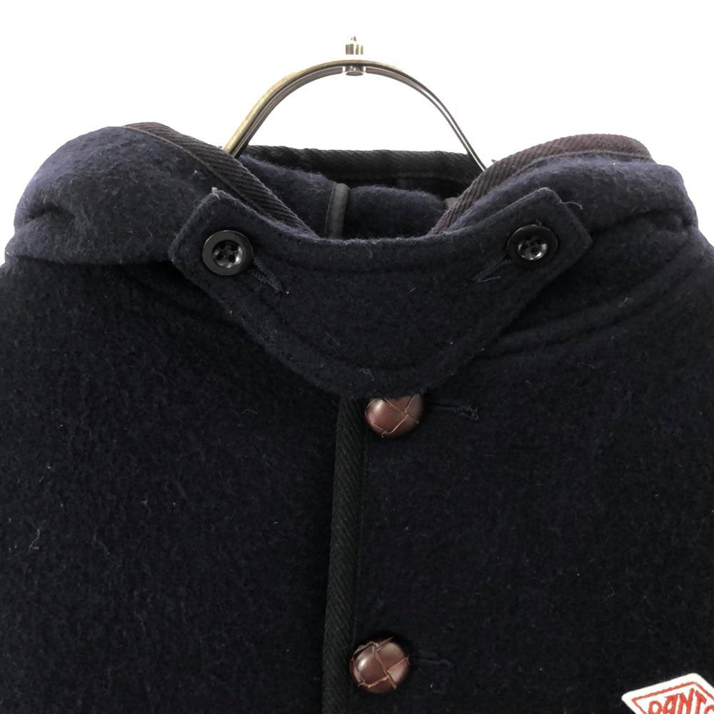 Danton ダントン 日本製 ロゴワッペン フード ウールジャケット 36 ネイビー ウールモッサ シングルコート くるみボタン メンズ