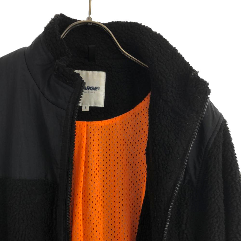 XLARGE エクストララージ ロゴプリント フルジップ フリース ボアジャケット S ブラック 裏メッシュ 切替 メンズ