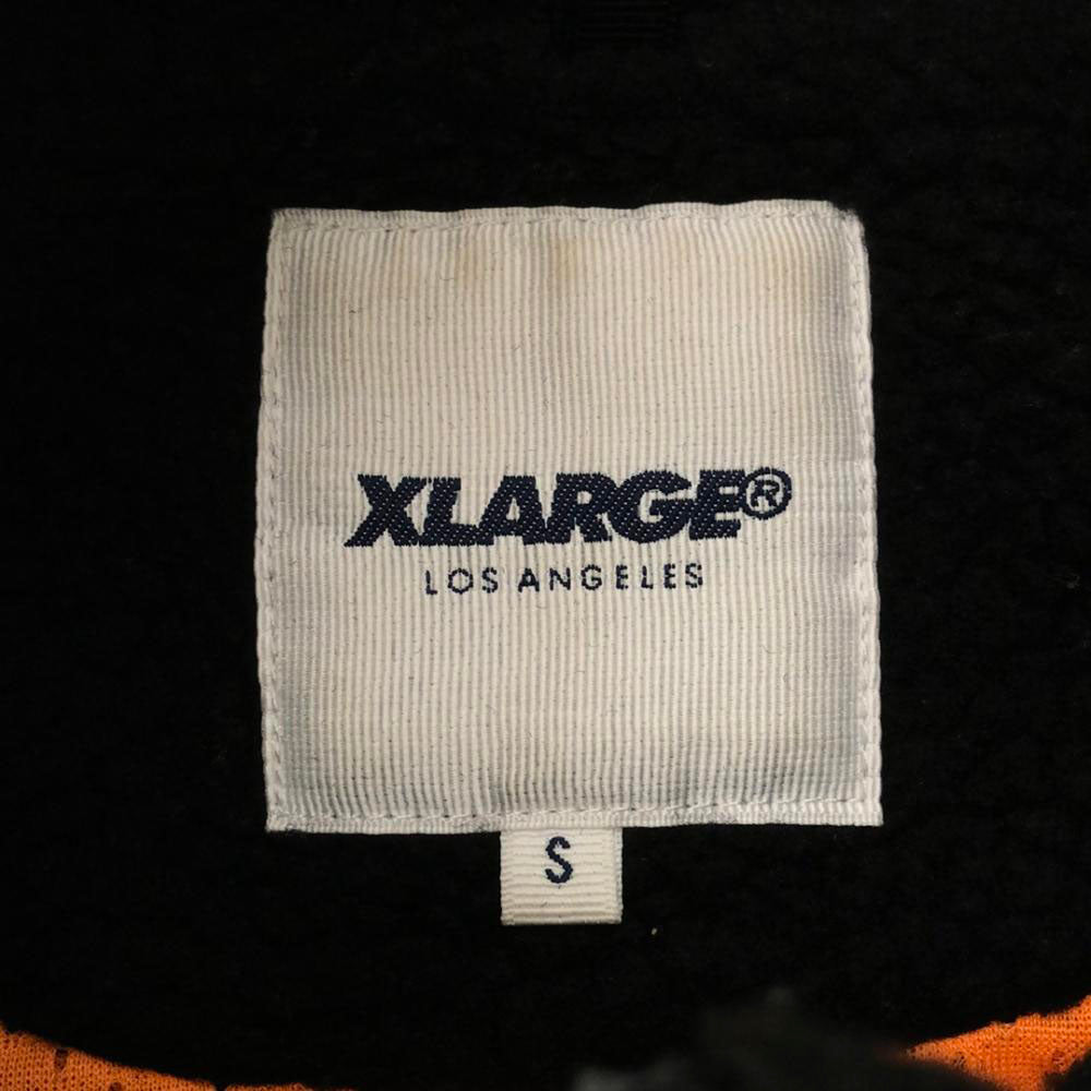 XLARGE エクストララージ ロゴプリント フルジップ フリース ボアジャケット S ブラック 裏メッシュ 切替 メンズ