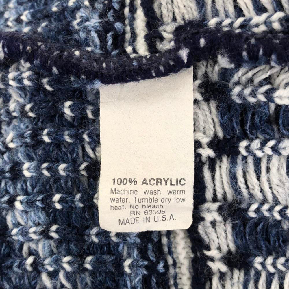 カーリーブレイク 90s USA製 オールド 総柄 長袖 セーター ブルー系 ニット メンズ